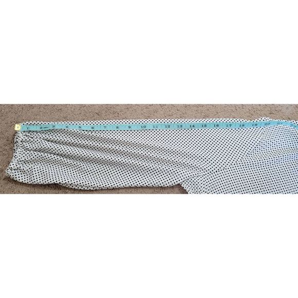 Adrianna Papell Top Blouse Women’s Medium White Black Polka Dot Long Sleeve - Picture 12 of 13